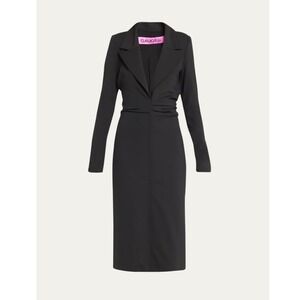 Gauge81 Moata Black Long Sleeve Blazer Dress Midi Ruched Waist Size M NWT